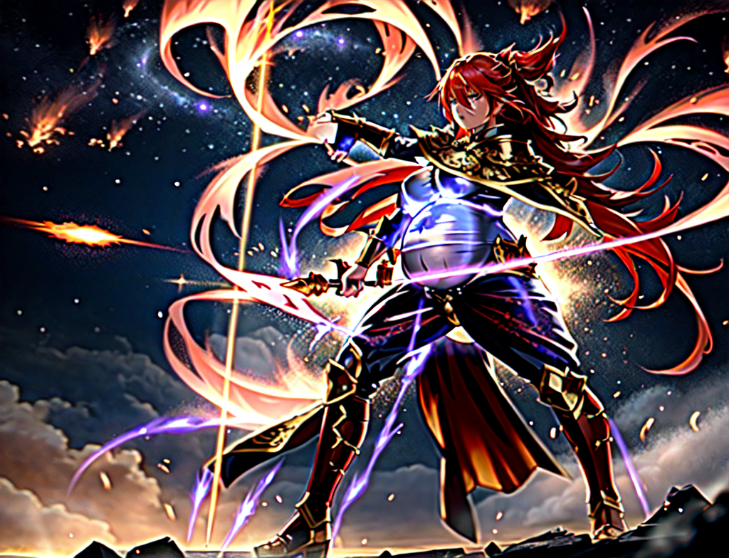 star_(sky), starry_sky, fire, space, night_sky, sky, shooting_star, embers, night, galaxy, burning, planet, cloud, explosion, flame, flaming_weapon, e