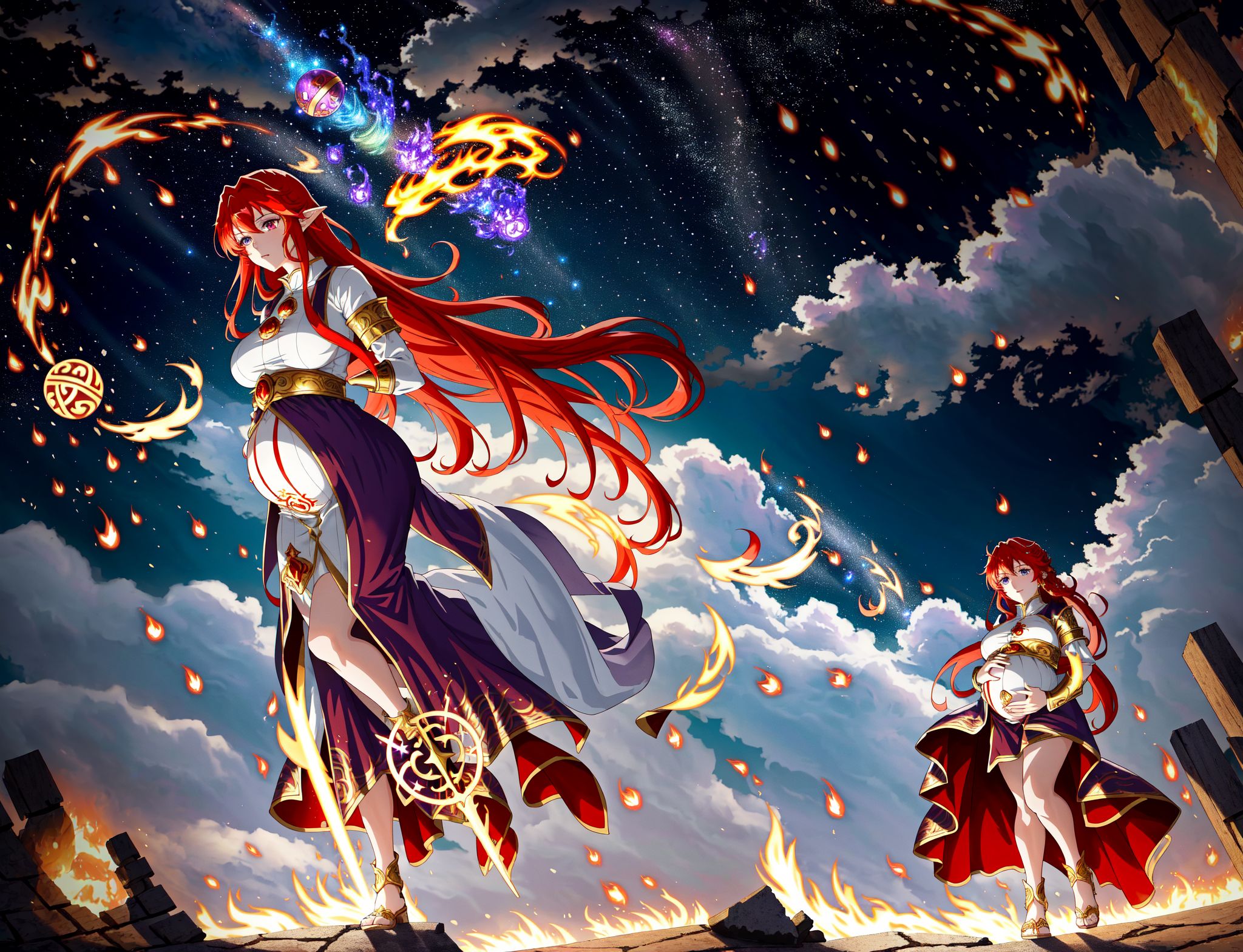 fire, star_(sky), starry_sky, space, campfire, shooting_star, night_sky, sky, night, cloud, embers, flame, galaxy, sunset, twilight, planet, explosion